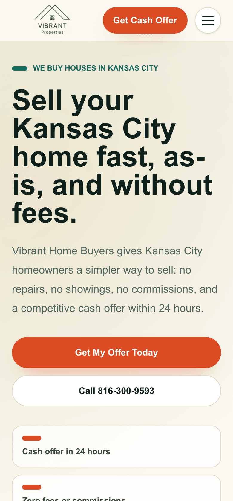 Homepage – mobile view