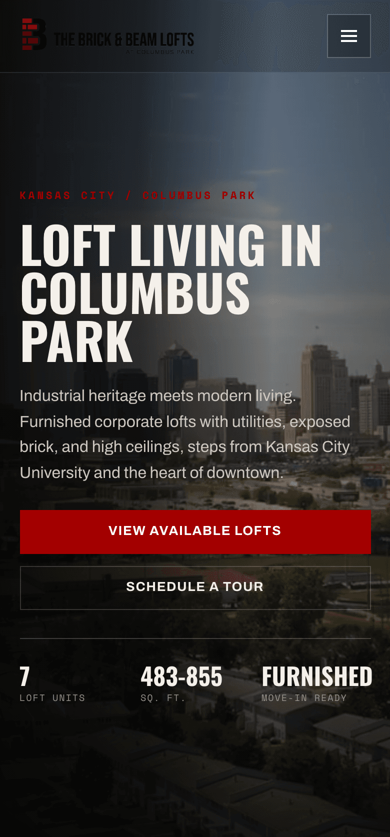 Homepage – mobile view